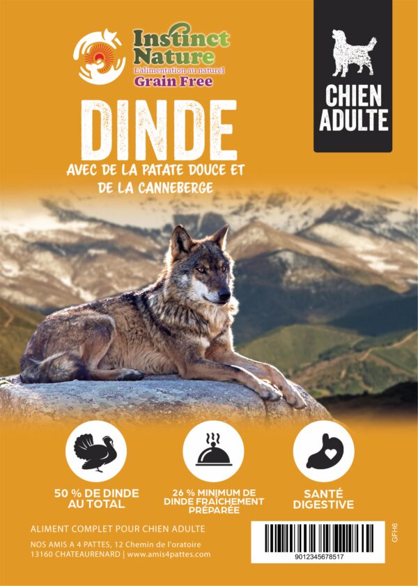 GFH CROQUETTES SANS CEREALE A LA DINDE POUR CHIEN ADULTE