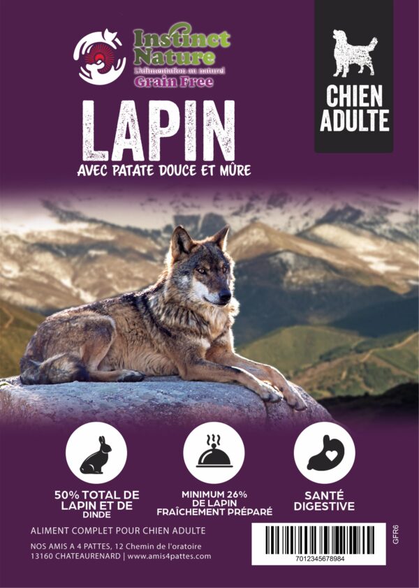 GFR CROQUETTES SANS CEREALE AU LAPIN POUR CHIEN ADULTE