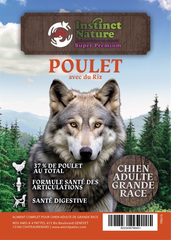 PBN SUPER PREMIUM POULET AVEC DU RIZ POUR CHIEN ADULTE GRANDE RACE