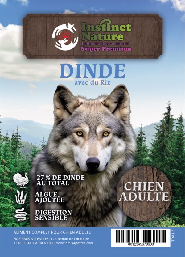 TRA SUPER PREMIUM DINDE AVEC DU RIZ POUR CHIEN ADULTE